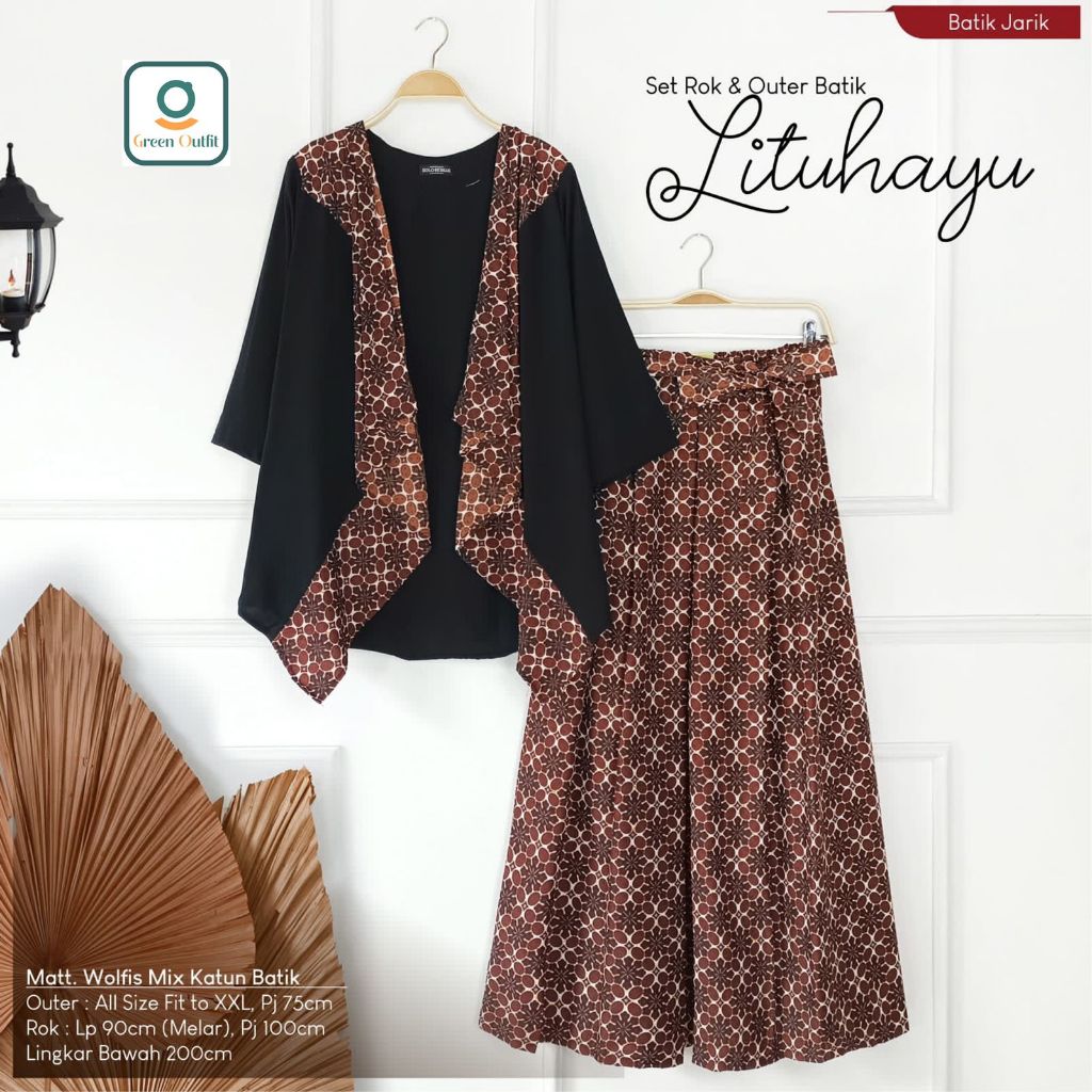 lituhayu set rok outer wolfis batik  ld 112 stelan setelan oneset pakaian baju bluss blus bluse jumb