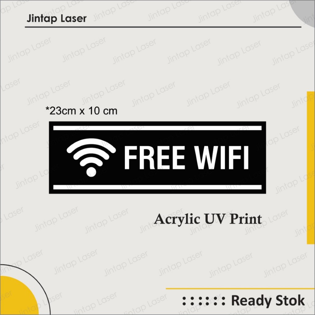 

Label Sign Lambang "Free Wifi" Akrilik / Acrylic Silver 30 x 10 cm