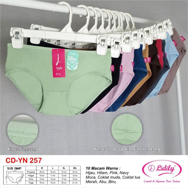 CD Lydyly YN 257 - Celana Dalam Wanita  Kerut Belakang 3pcs - 6pcs  -  Calana Dalam Cewek Kerut Belakang-  Dalam Wanita