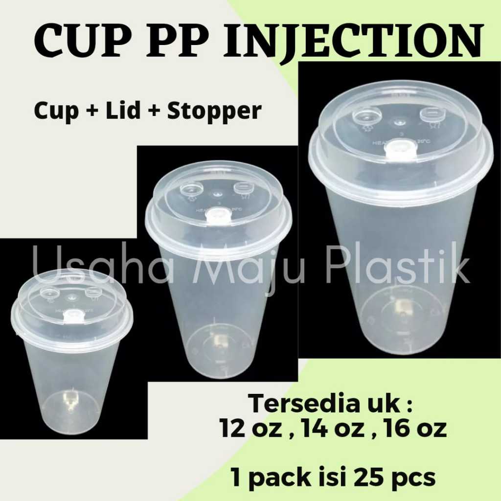 Cup PP Injection 12oz 14oz 16oz Gelas Plastik Boba (Cup Lid Stopper)