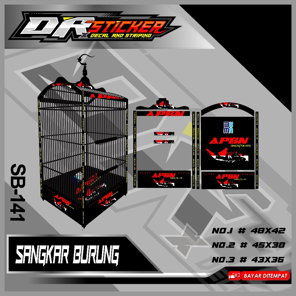 STICKER SANGKAR KOTAK SANGKAR KENARI - DECAL SANGKAR KOTAK VINYL ANTI LUNTUR