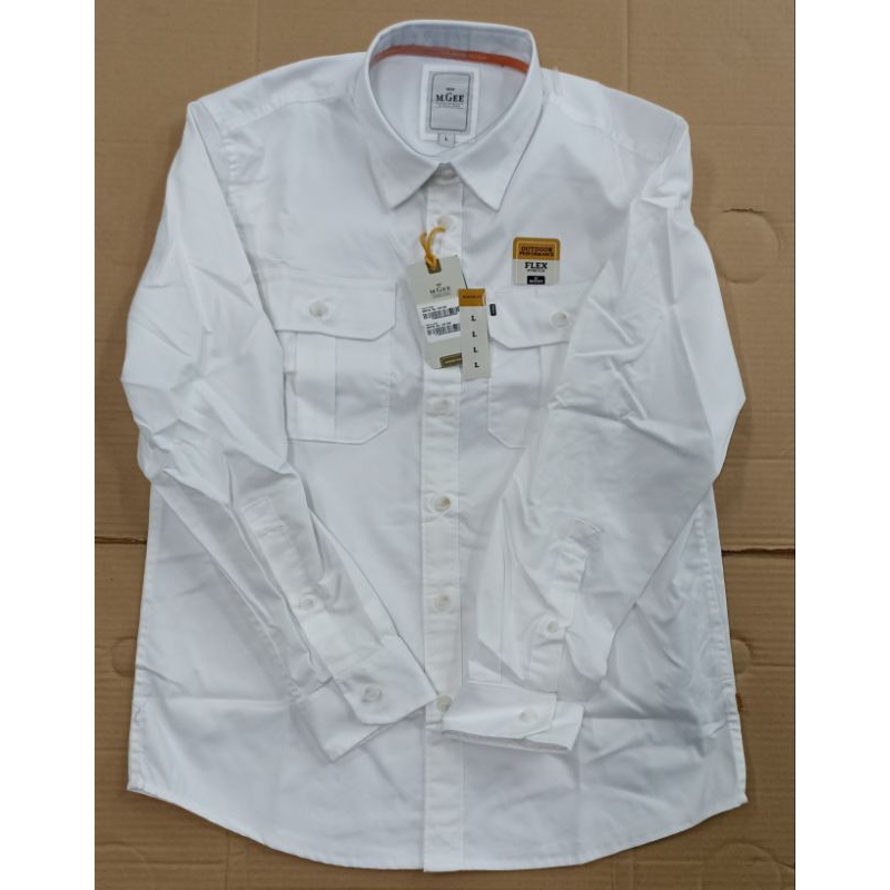 Kemeja lengan panjang polos ORIGINAL MGEE FIELD C003 WHITE