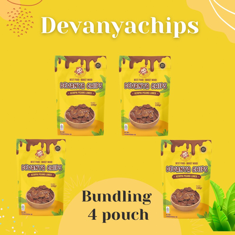 

Paket bundling 4 pouch Devanyachips-keripik pisang lumer