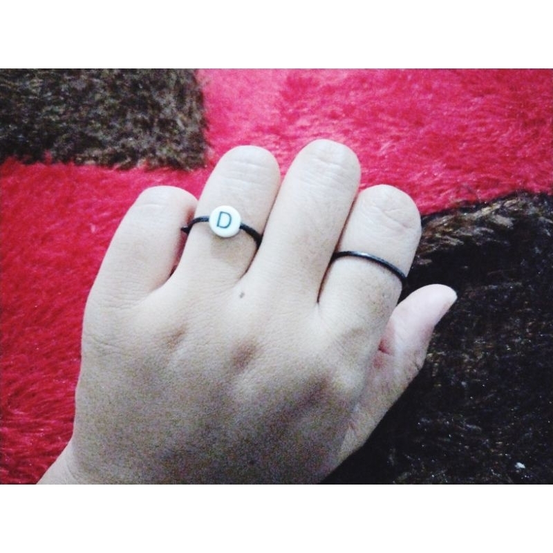 CINCIN TALI SATIN KOREA INISIAL DIAMETER 1MM / RING TALI COUPLE ANAK DEWASA PASANGAN PERSAHABATAN PRIA WANITA SIMPEL KEKINIAN