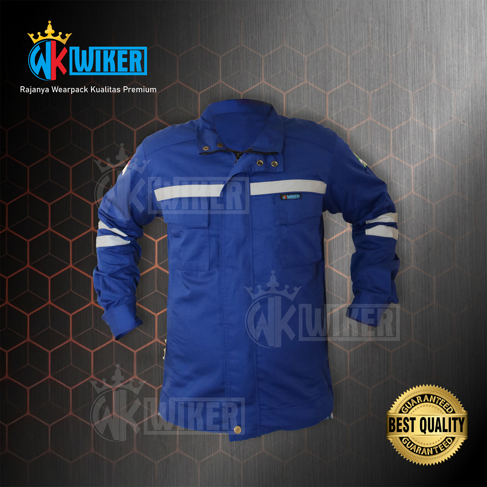 Wearpack Safety Biru Benhur - Jaket Proyek - Baju Safety - Werpack Kerja Model Jaket - Jaket Kerja -