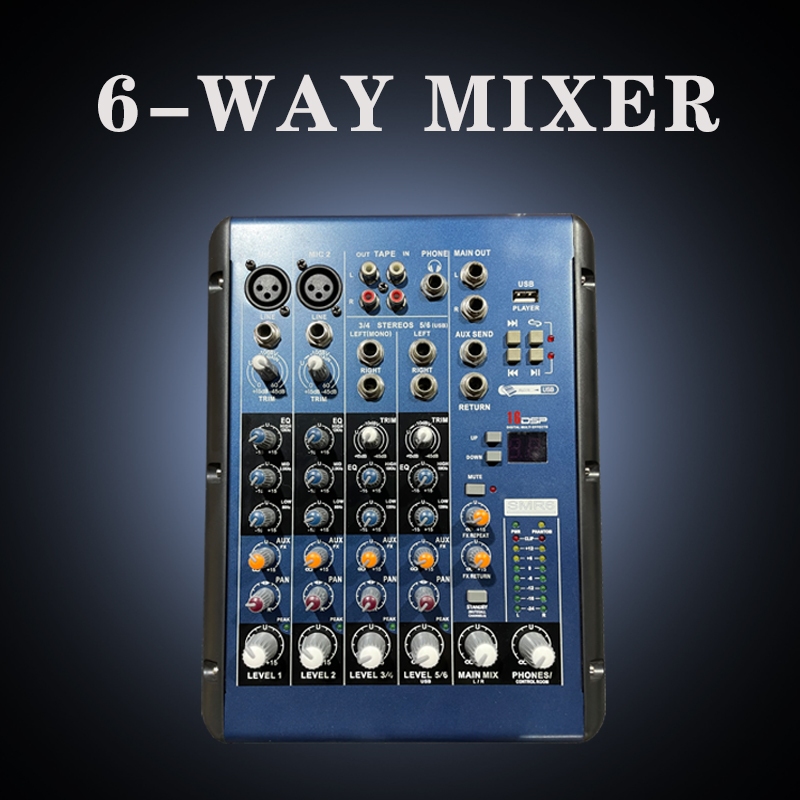 Professional mixer, 6-way, audio mixer