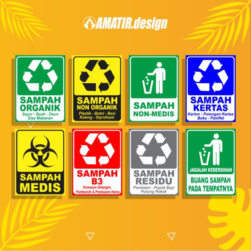 

STIKER SAMPAH ORGANIK, STIKER SAMPAHNON-ORGANIK, STIKER SAMPAH MEDIS, STIKER SAMPAH NON MEDIS, STIKER SAMPAH B3, STIKER SAMPAH RESIDU, STIKER SAMPAH KERTAS (Bahan Vinyl + Laminasi Glossy Anti Air)