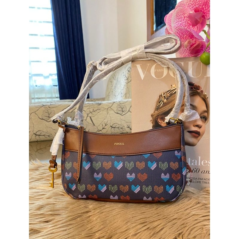 fossil Skylar Baguette Navy Multi