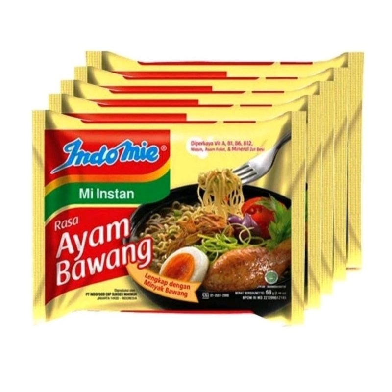 

Indomie Ayam bawang Paket Hemat isi 5 bungkus x 85 gram