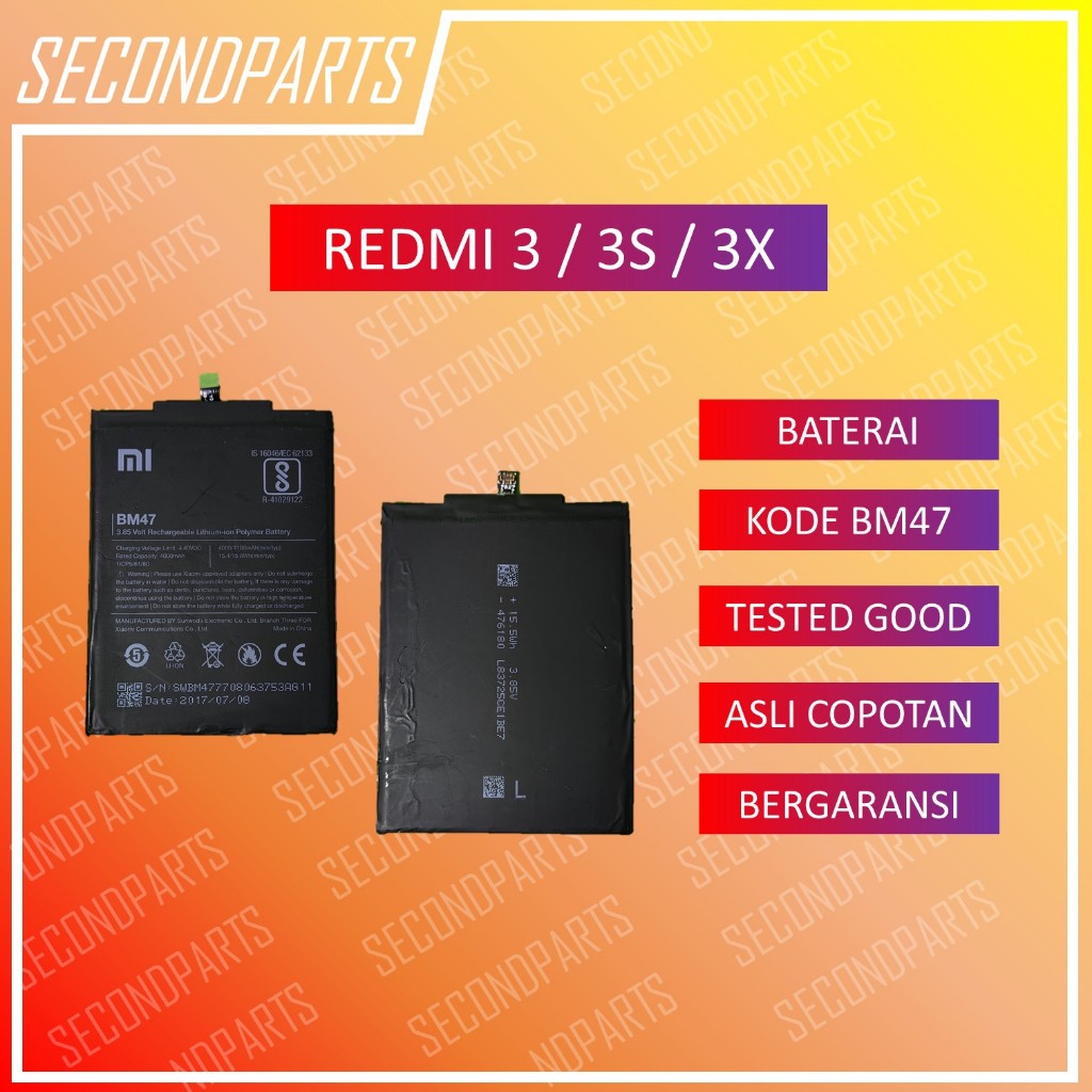BATERAI BATRE BATTERY BM47 REDMI 3/ 3S / 3X / 4X / 4X PRIME ORIGINAL COPOTAN