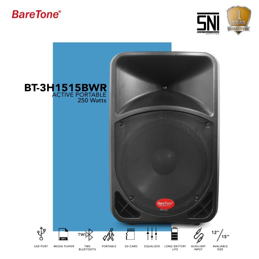 Speaker Portable Meeting Wireless Baretone BT 1515 BWR / 15BWR 15 BWR ORIGINAL BARETONE