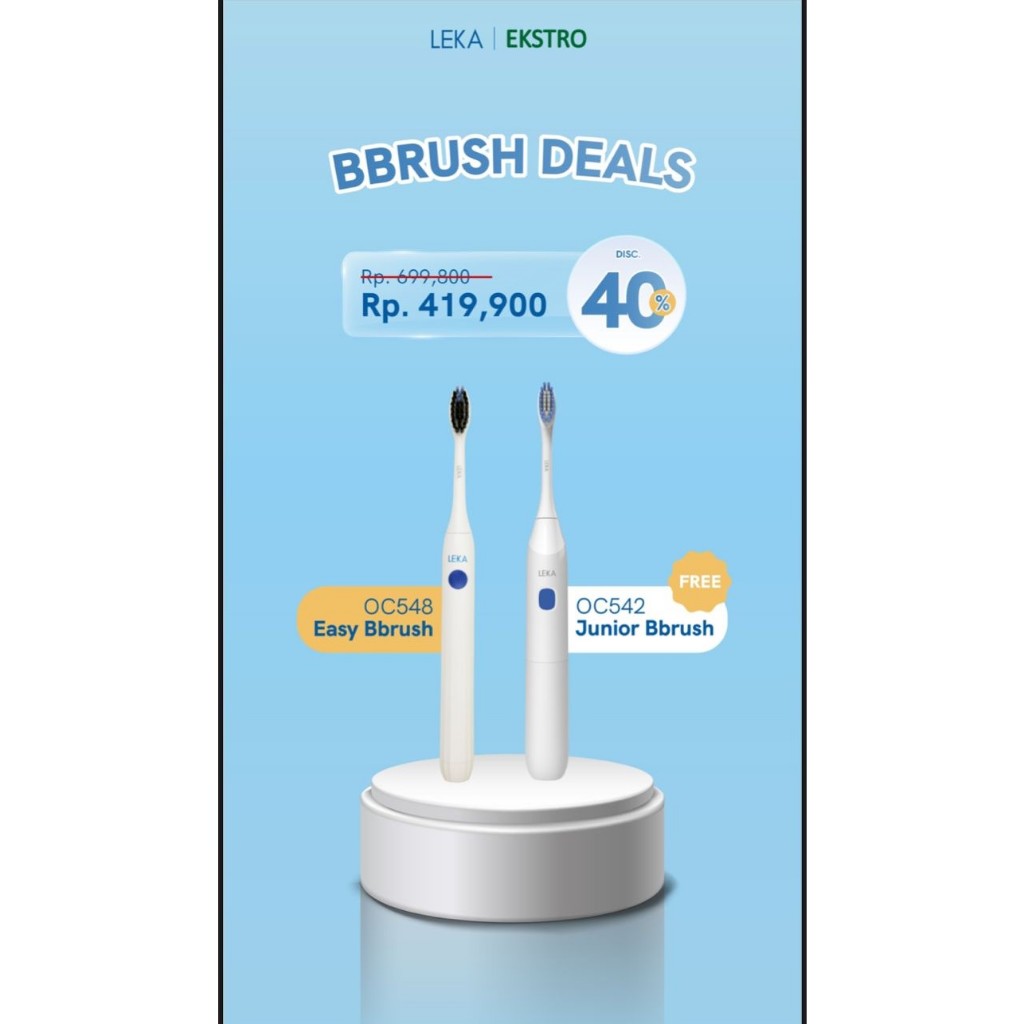 Buy1 LEKA OC548 Easy Bbrush - Electric Toothbrush Sikat Gigi Elektrik Sonic Get1 LEKA OC542 Junior B