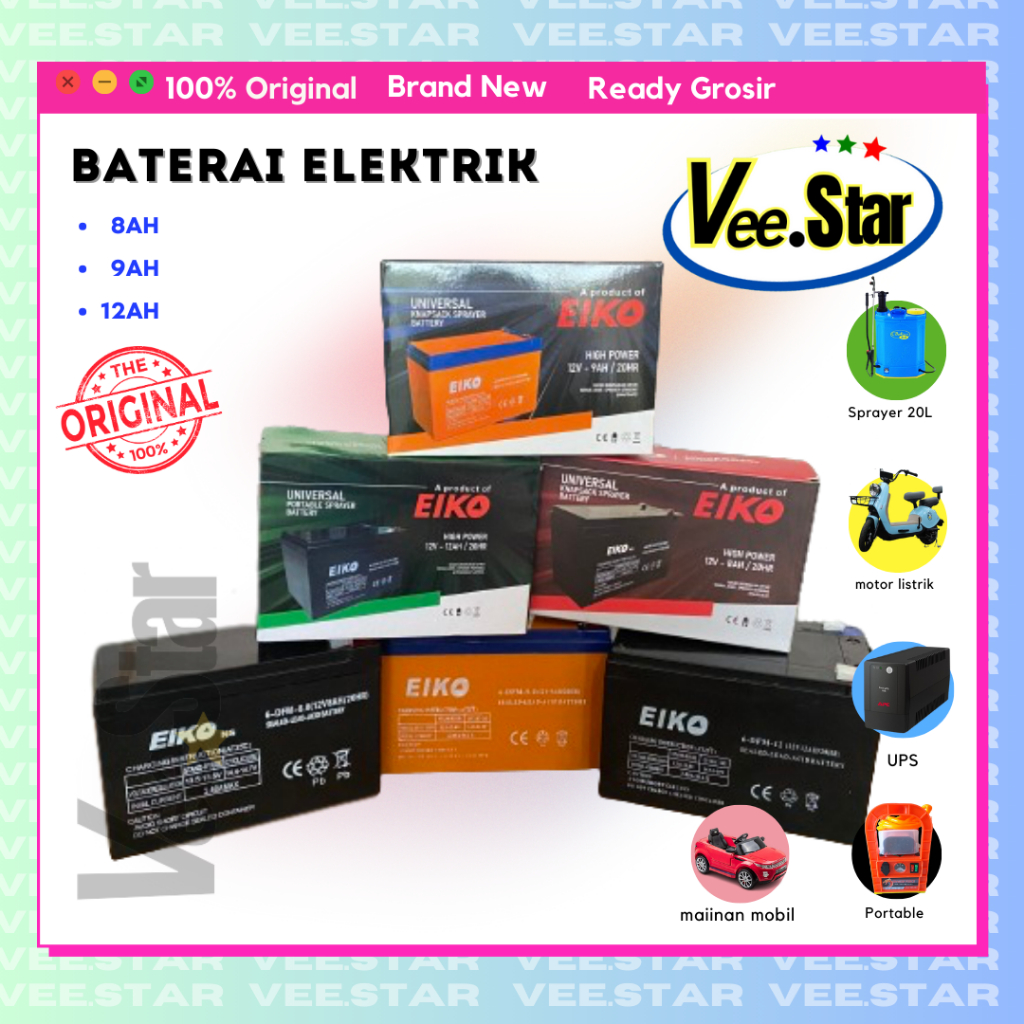 aki sprayer eiko 8AH 9 AH 10 AH 12 AH accu eiko /BATERAI AKI EIKO