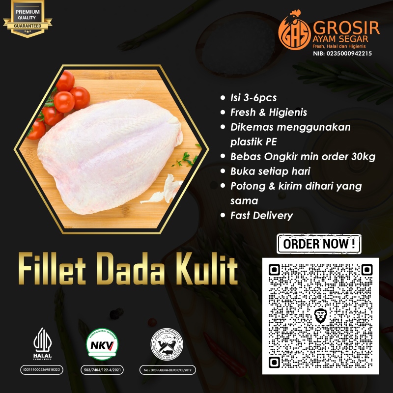 

Daging Ayam Dada fillet Boneless Dengan Kulit 1kg