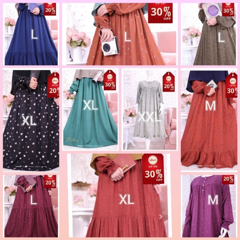 (LIVE DISKON 20%)DITSY REJECT SALE PAINT PITCHBLACK FLAVIE EMERALD NELETA SEAWEED CERYS CLAY VEIYA N