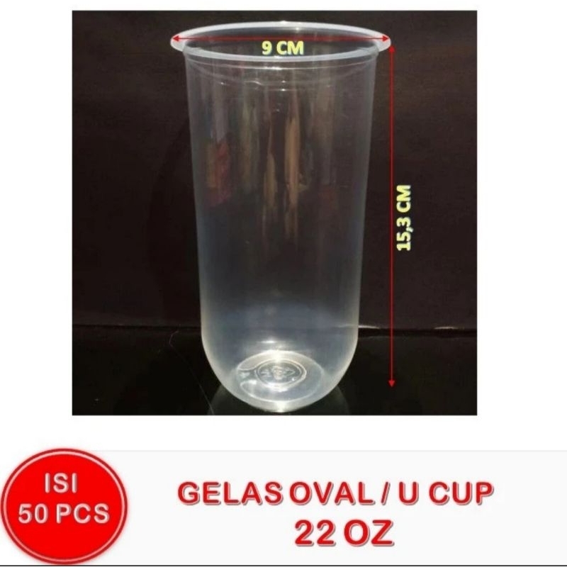 Gelas Plastik Gelas Cup 22 oz Oval pp