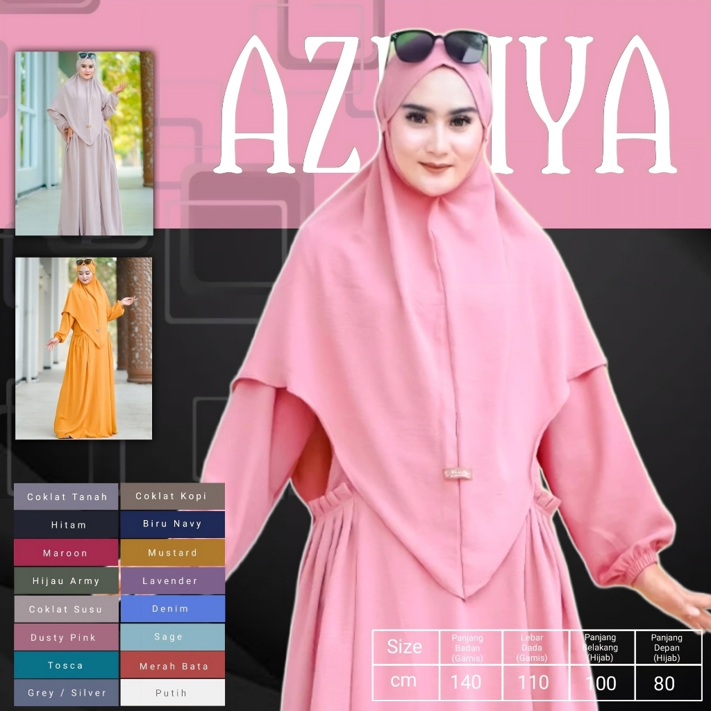 AZMIYA - Baju Gamis Wanita Dress Remaja Kekinian Model Muslim Syari Terbaru 2022 Dres Dewasa Set War