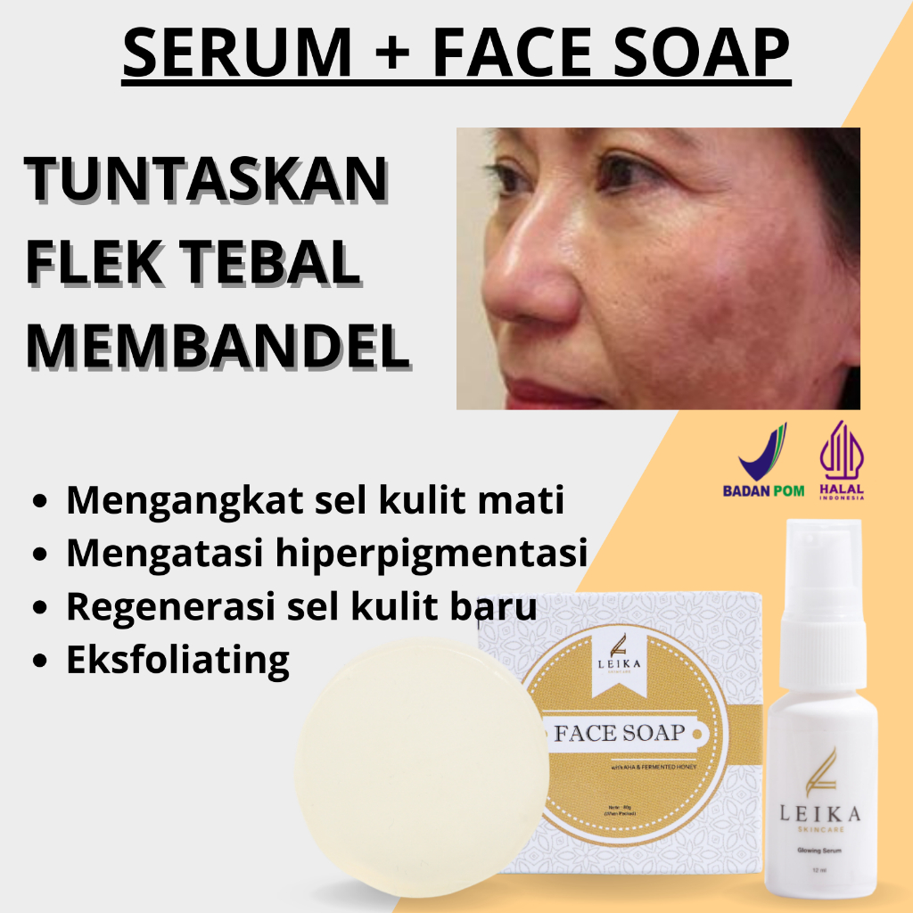 Paket Flek 2in1 Serum Leika Skincare Glowing penghilang flek hitam membandel bpom original Serum lig