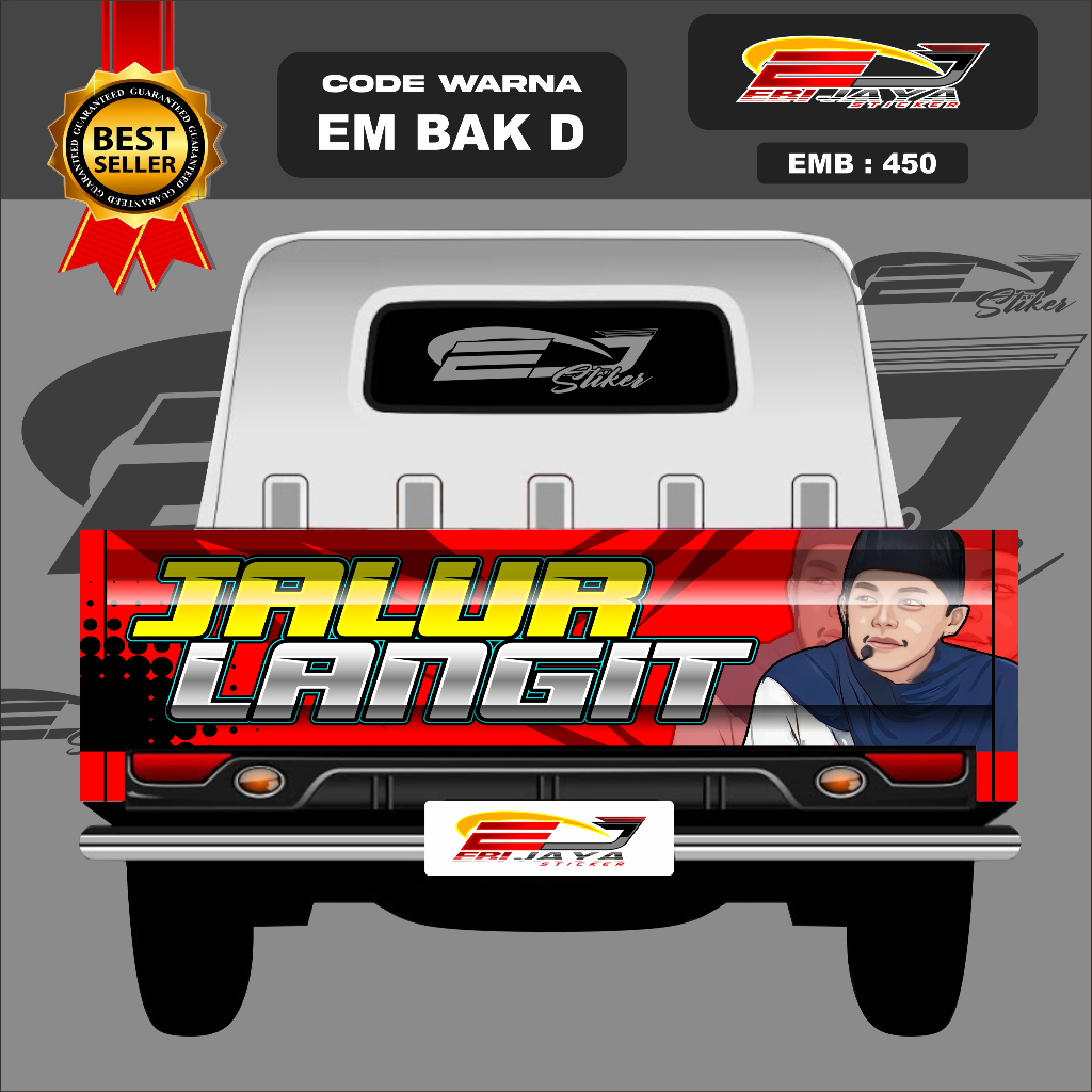 STIKER DECAL MOBIL PICK UP DESAIN JALUR LANGIT-DECAL BAK BELAKANG PICK UP FREE CUSTOM TULISAN-EMB450