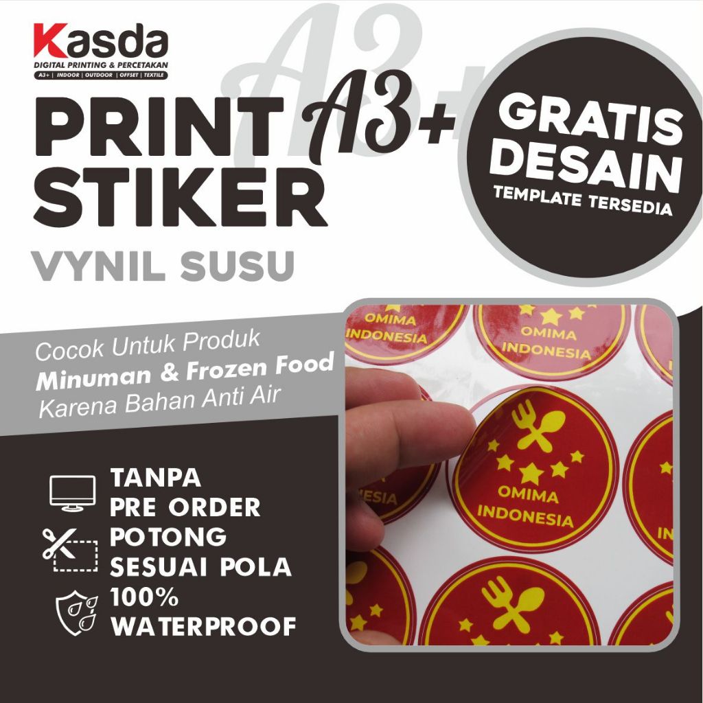 

STIKER LABEL KEMASAN MINIM ORDER 10LEMBAR, LABEL MAKANAN A3 VYNIL CUTING MURAH