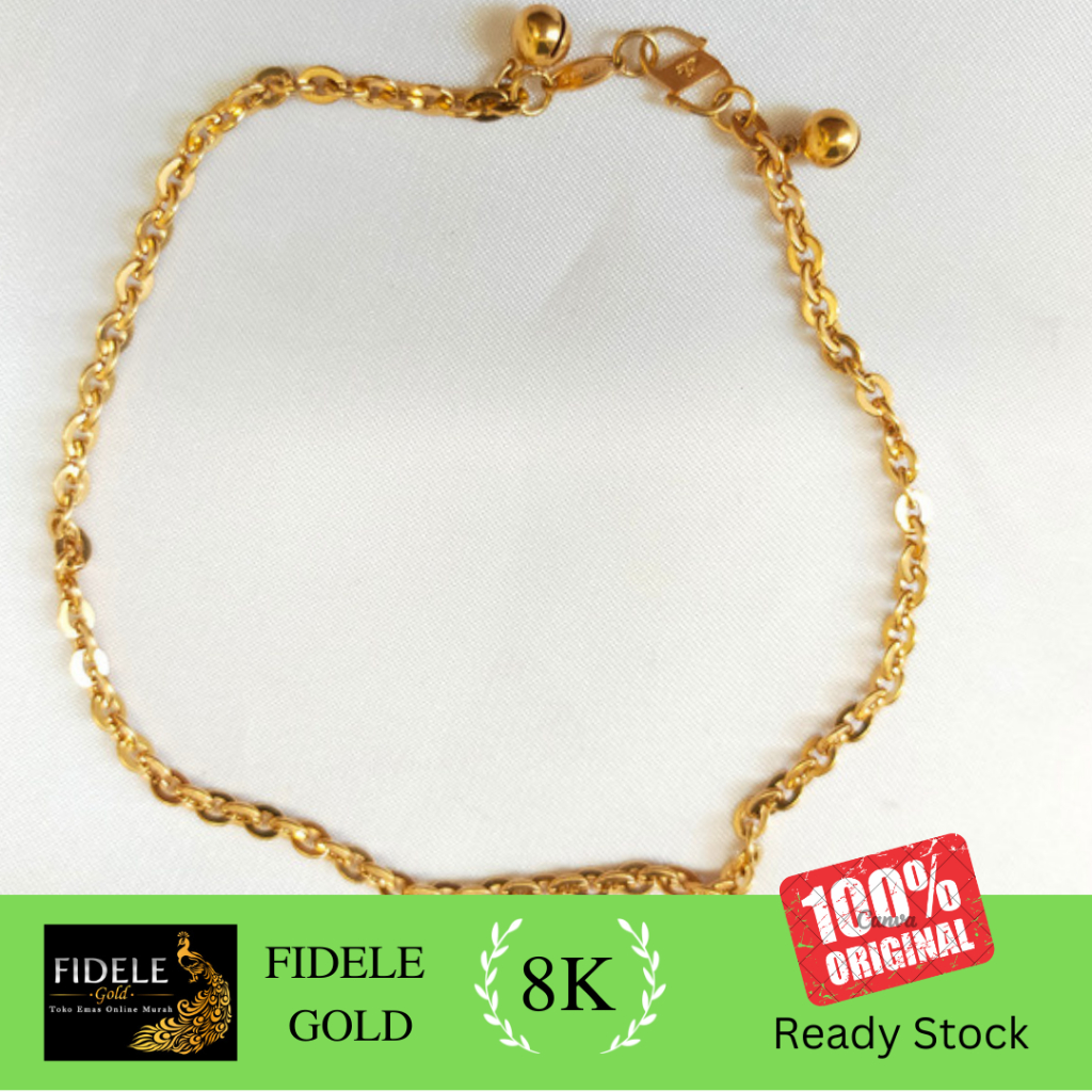 Gelang Kaki Fancy Bell Gelang kaki emas asli  EMAS KADAR MUDA GELANG KAKI EMAS 375