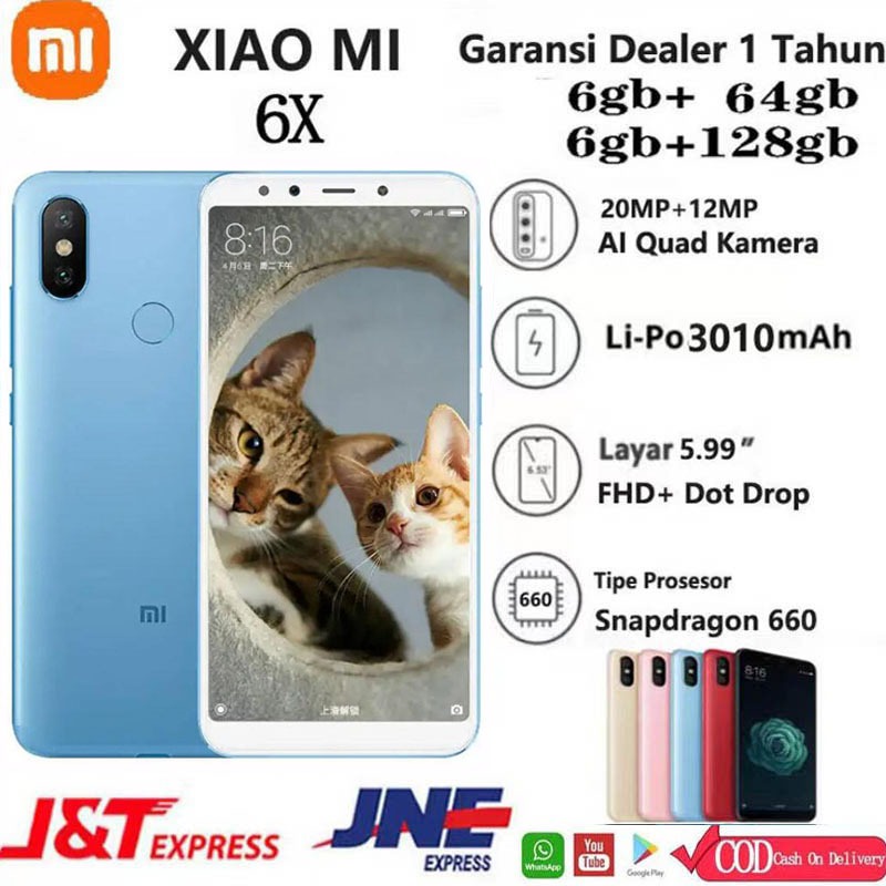 [Ready Stock]Xiaomi Mi 6X /MI A2-Xiaomi Mi NOTE 2 RAM(4GB+64GB-6GB+128GB -hitam/biru/emas) 4G New HP