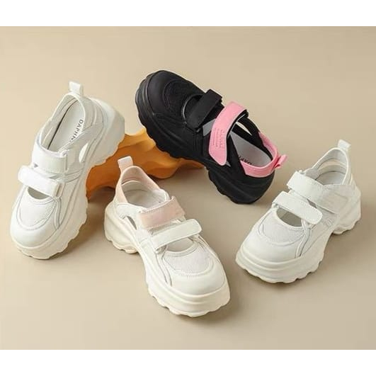 A305 Sepatu Casual 2 Strap Wanita Import Sneakers Velcro Fashion Trendy