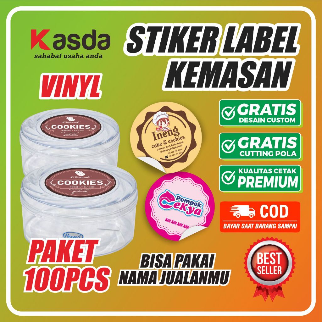 

(PAKET 100PCS) STIKER LABEL KEMASAN VYNIL