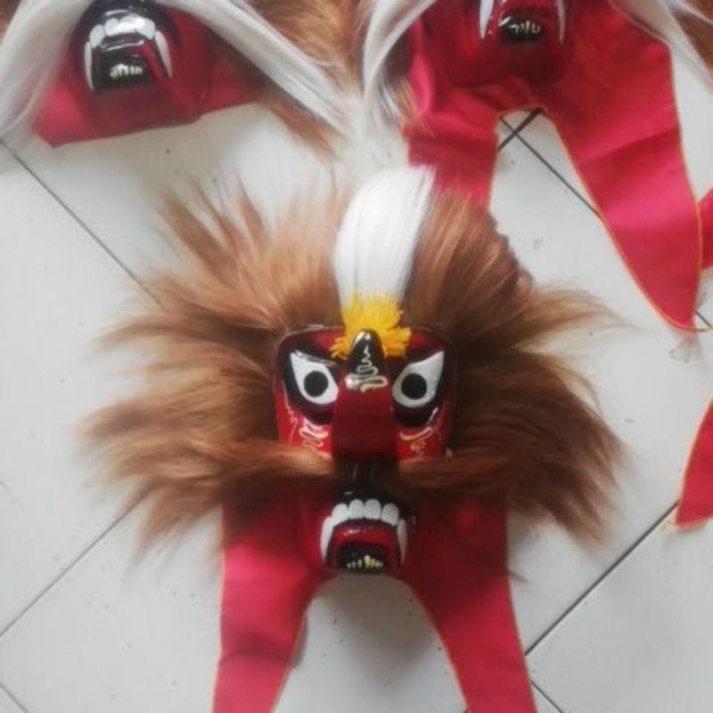 topeng bujang ganong ponorogo rambut sintetis hitam kombinasi putih murah