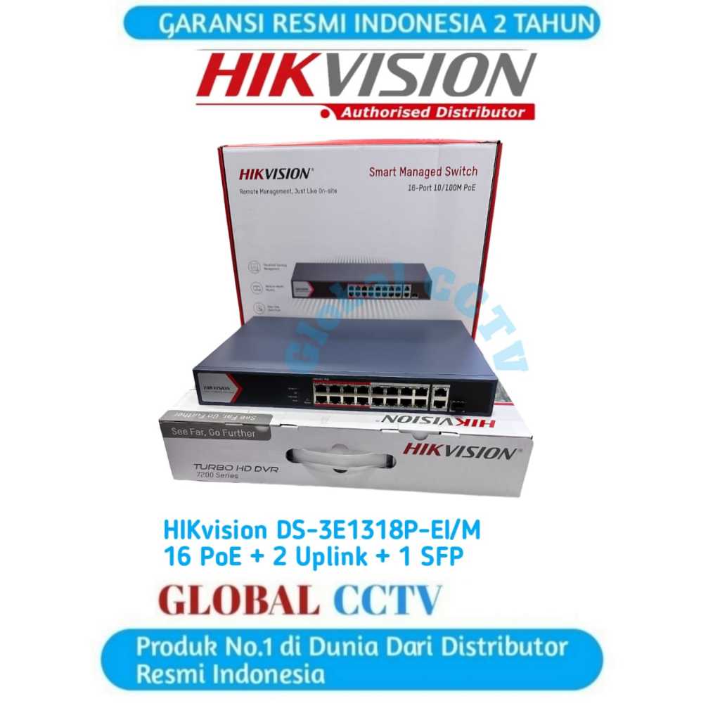 HIKVISION DS-3E1318P-EI/M - Smart POE Switch 16 Port POE 2 Uplink