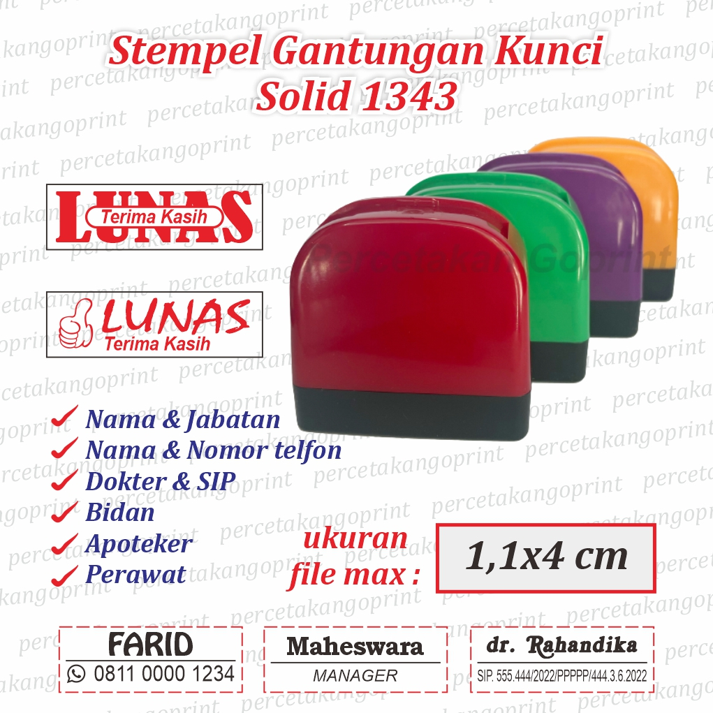 

Stempel nama ganci 1343 Dokter SIP NIP bidan perawat apoteker jabatan nomor hp lunas gantungan kunci