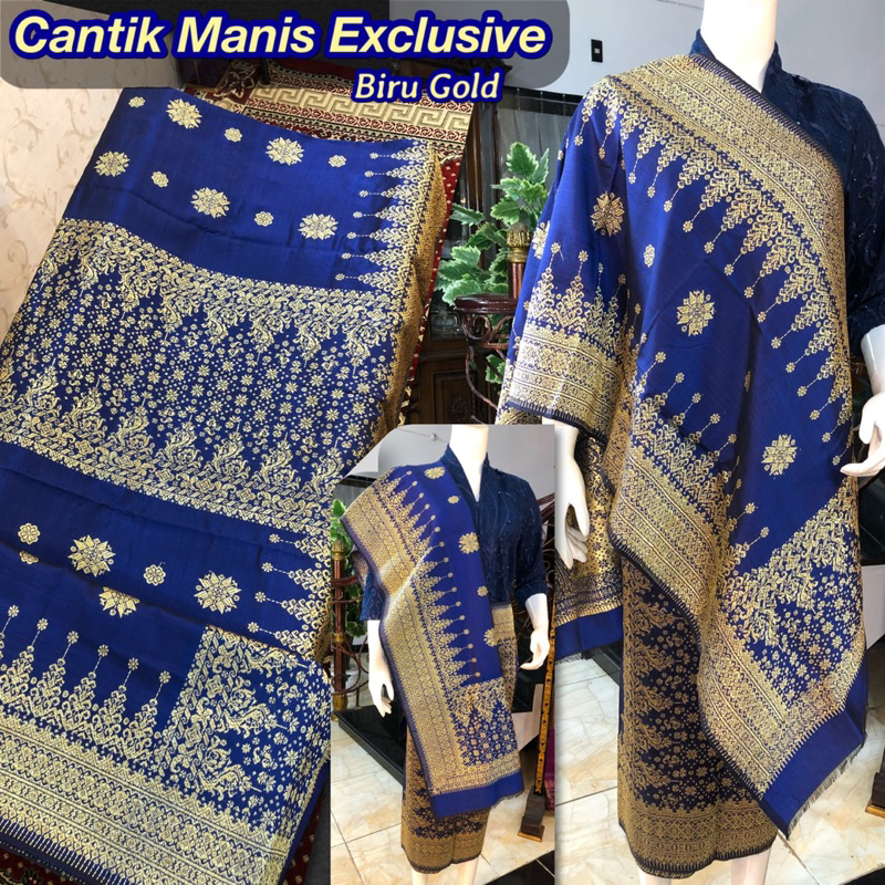 Songket Cantik Manis Exclusive Biru Gold / Songket tenun asli palembang / ilham songket palembang