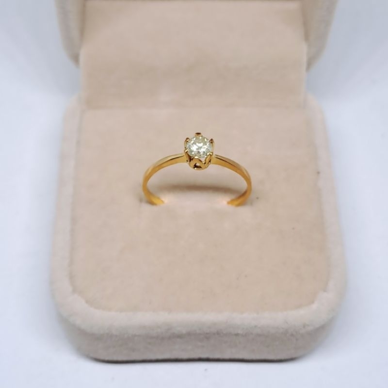 Cincin Cewek Emas Berlian Asli Model Solitaire Memo