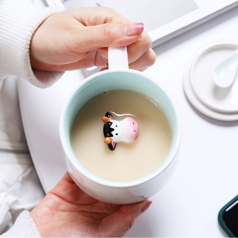 Vintageku_Shop Bisa T Mug Gelas Bebek Lucu Mug Binatang Muncul Sapi Gelas Lucu Gelas Anak Gelas