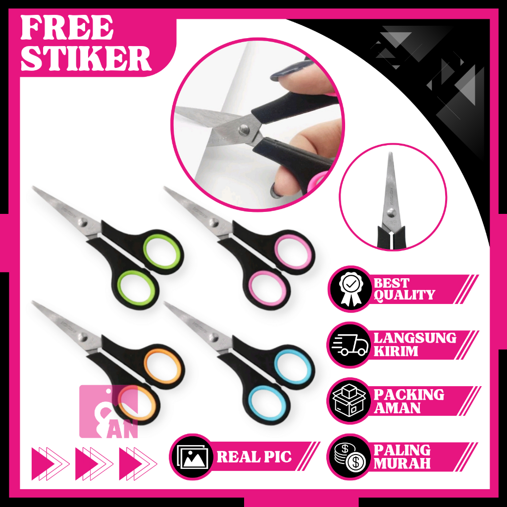 

1PCS Gunting Kertas Kecil Warna Perlengkapan Sekolah Kantor Gunteng Tajam Stainless Steel Scissors Pemotong A096