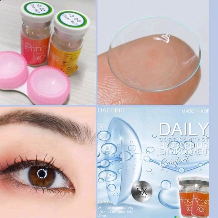 (KHUSUS MINUS -1.50) Softlens Eos Princess Clear Kontak Lensa Bening