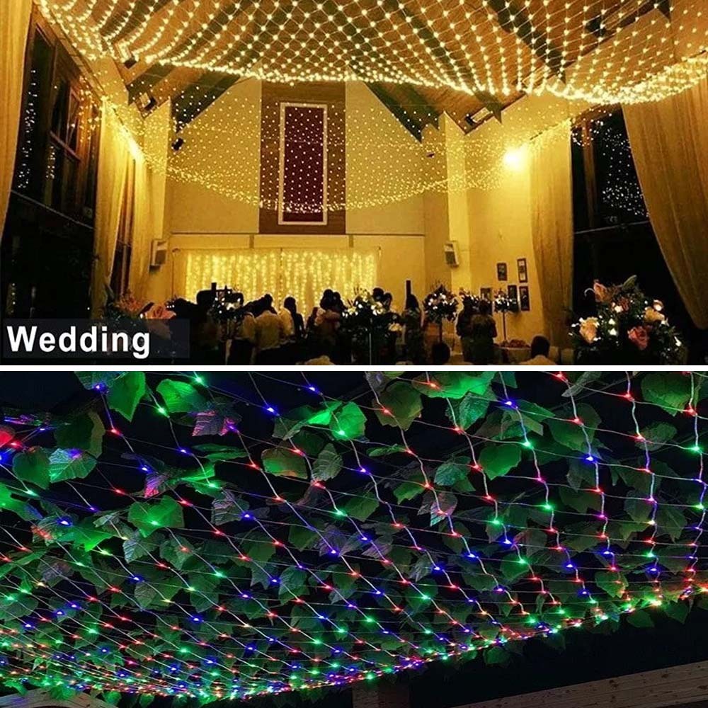 LED Lampu hias jaring 3x2 meter daya listrik 220V PLN anti air untuk dekorasi pernikahan taman