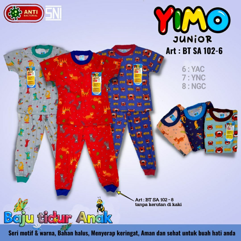 TERMURAH (( 3 Pcs )) Piyama YIMO_CPR | Atasan Pendek Celana Panjang Baju Tidur Anak Motif Murah | Uk