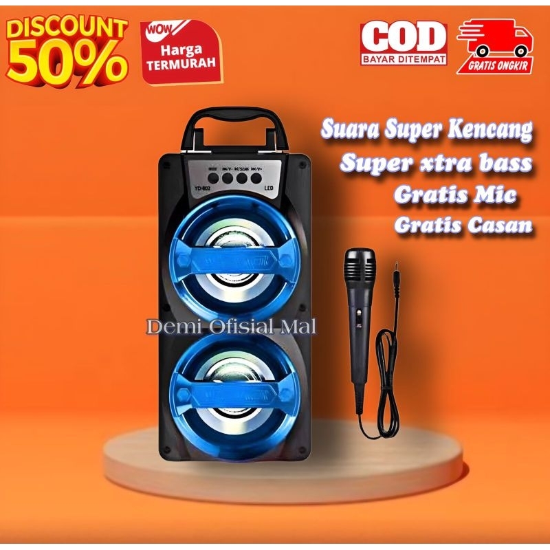 Speaker Bluetooth Karaoke Free Mic Extra Bass Suara Bersih Murah/Spiker Aktif Music Wireless/Salon P