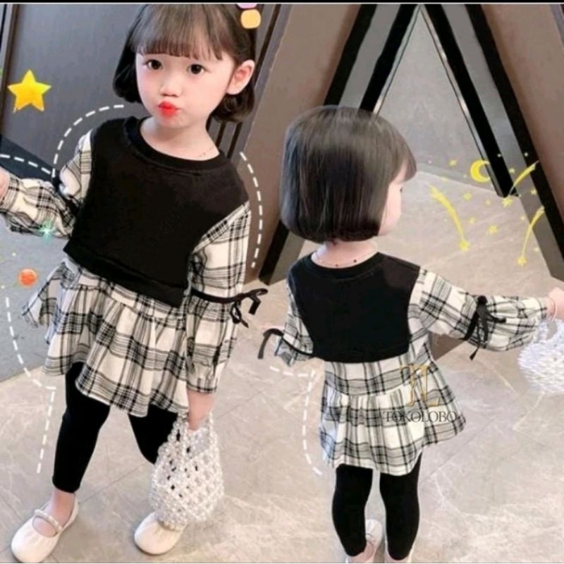 DRESS ANAK PEREMPUAN 2-6 TAHUN / DRESS KOTAK-KOTAK / DRESS KOREA STYLE / DRESS ANAK PEREMPUAN / BAJU