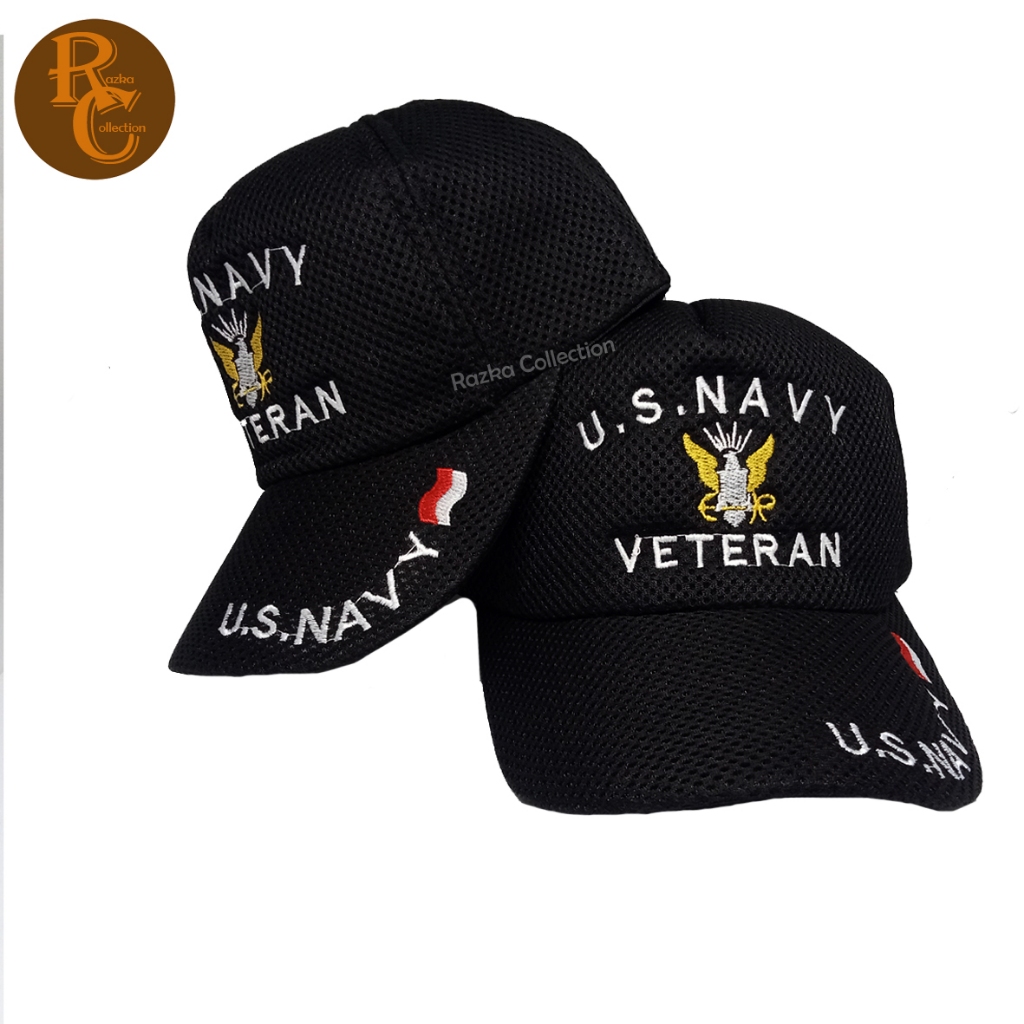 Topi Jaring Doublemess // Topi Jaring Logo US Navy // Topi Pria Dewasa