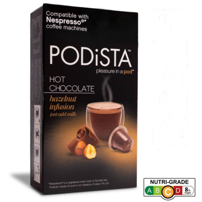 

Podista Hazelnut Chocolate Nespresso Choco Pods 10 pc|Brand:PODISTA