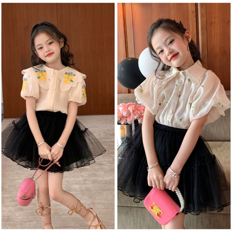 Setelan Anak import Blus dan Rok Tutu fluffy