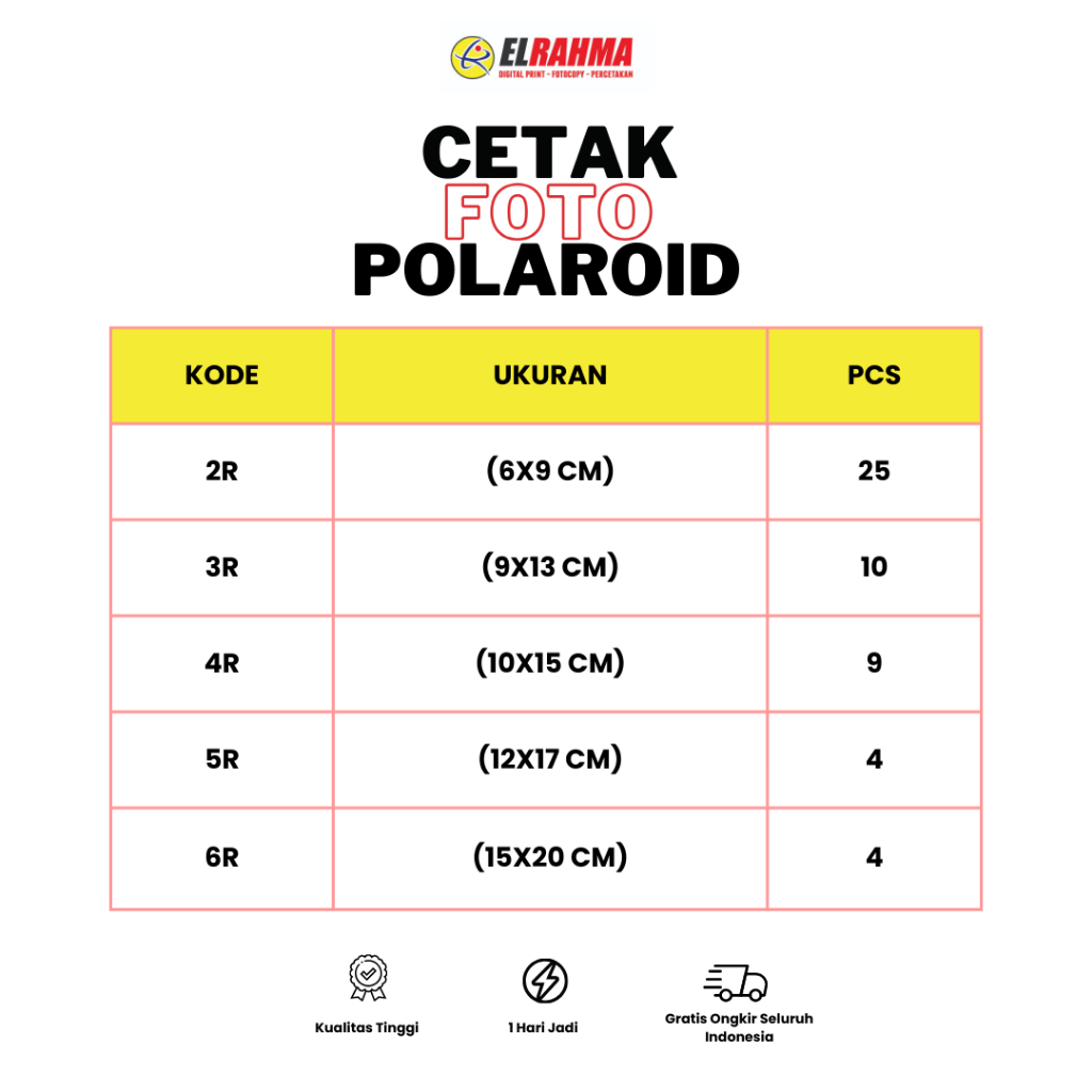 

CETAK FOTO POLAROID 2R, 3R, 4R, 5R, 6R | PROSES CETAK KILAT