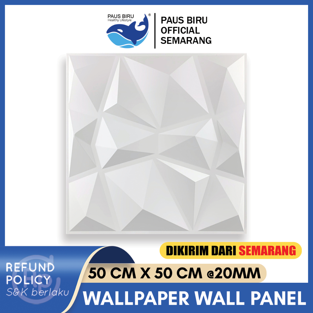 Paus Biru - 3d Pvc Wallpanel Wallpaper Dinding 50x50cm Dan 30x30cm