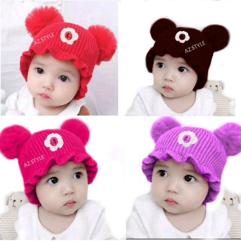 Kupluk Anak Bayi 5 Bulan - 3 tahun Topi Rajut Balita Perempuan