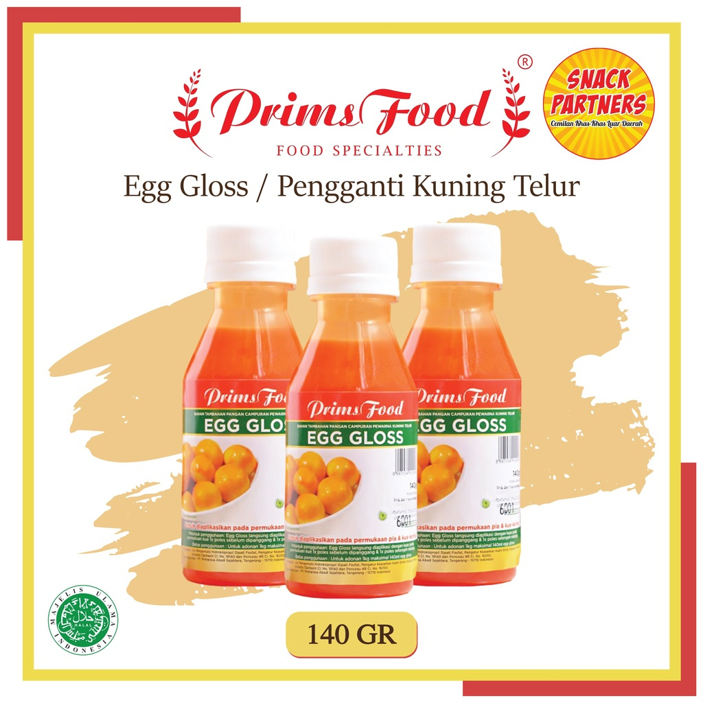 

PRIMS FOOD Egg Gloss / Pengganti Kuning Telur 140 GR - Pewarna Telor Olesan Nastar, Kue Kering, Kastengel - PRIMSFOOD