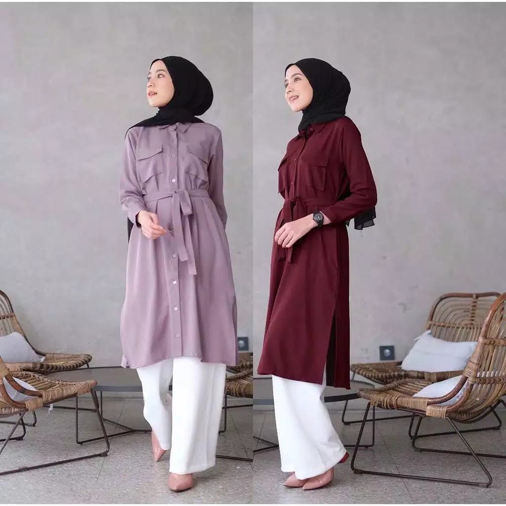 Edo Fashion - Tafia Tunik Bahan Moscrepe Baju Atasan Tunik Wanita Dewasa Terbaru 2024 Modern Lengan 