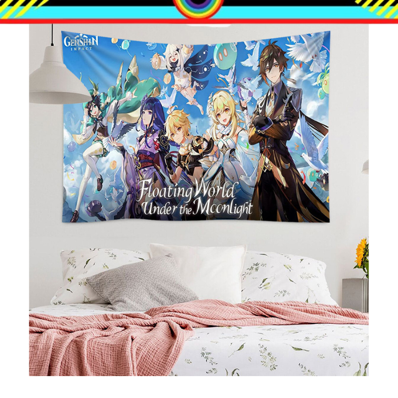 POSTER KAIN ANIME GENSHIN IMPACT HIASAN DINDING BACKGROUND BACK GROUND LATAR BELAKANG DEKORASI RUMAH