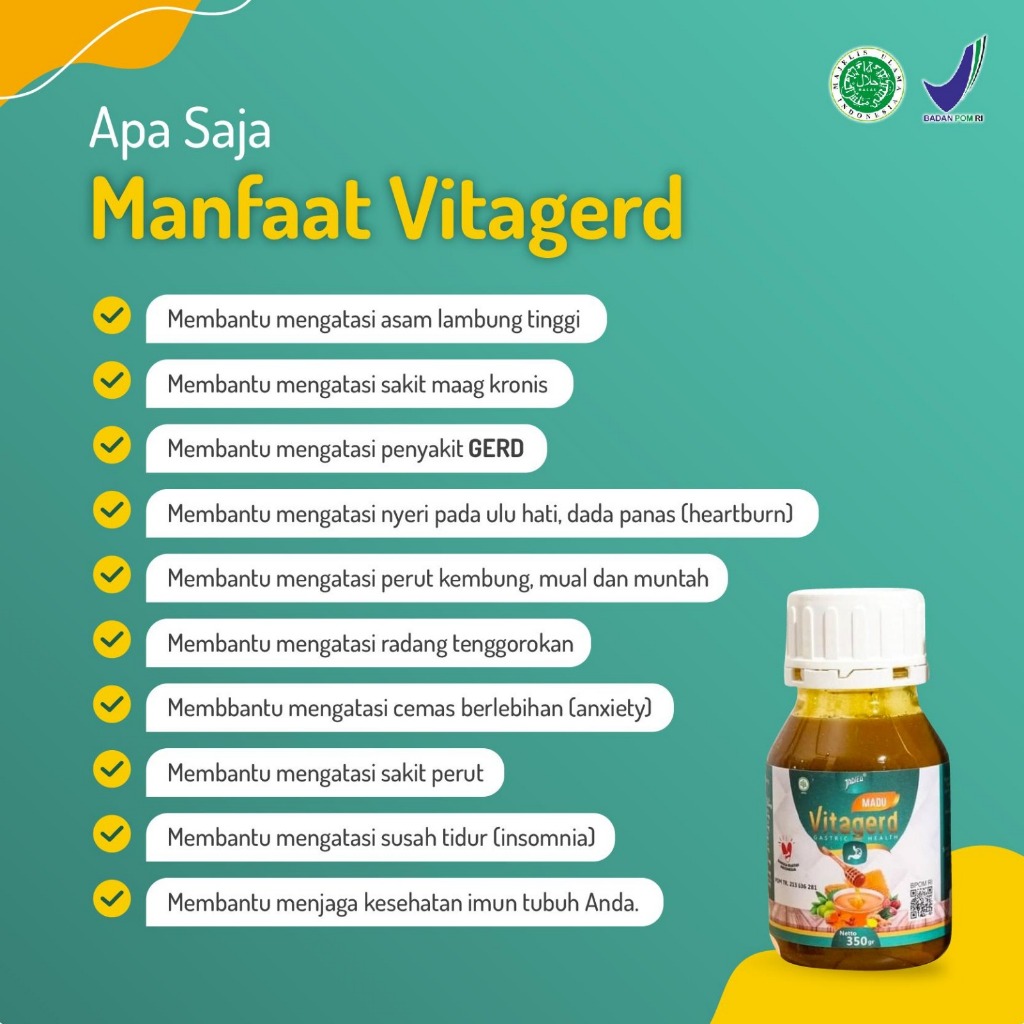 Madu Vitagerd Herbal Vitagerd Original Asli Obat Gerd dan Asam Lambung